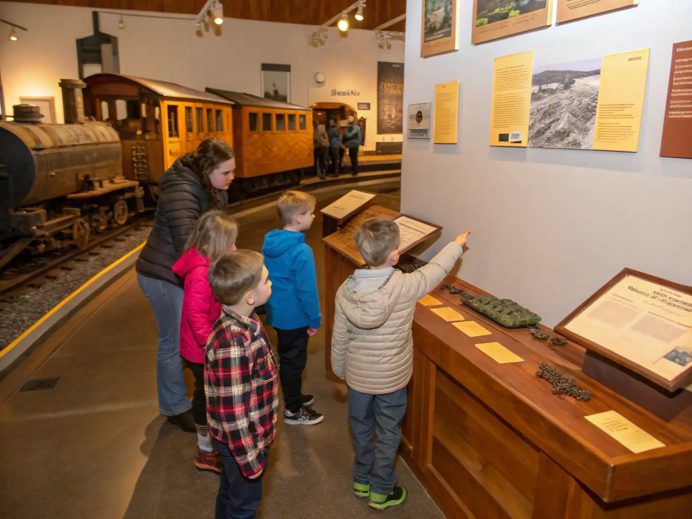 Children participating in an interactive educational program about railway history, with hands-on activities and demonstrations.